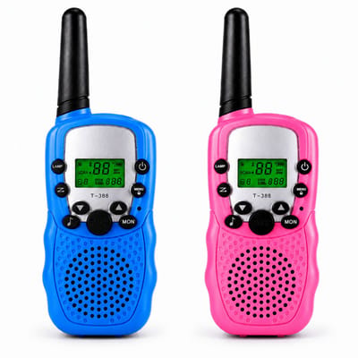 Balou Adventure Talk Walkie Talkie Voor Kinderen - Set van 2 - Blauw en Roze - Tot 3 KM Bereik - VOX Handsfree - Zaklamp - 12 Uur Speelplezier