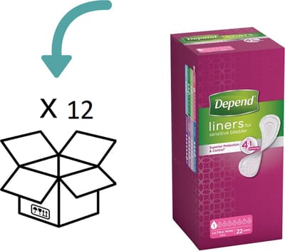 12 pakken Depend Inlegkruisje Ultra Mini - 22 stuks - 264 incontinentie inlegkruisjes