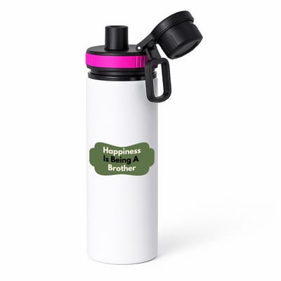 Hacebo® - happiness is being a brother waterfles met draaidop roze - Broer - de liefste broer - verjaardag - cadeautje voor broer - broer artikelen - kado - geschenk - water fles - 850ML