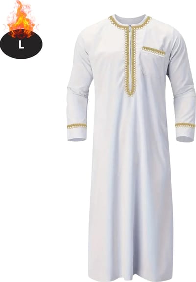Nivard Islamitische Kleding - Djellaba Heren - Moslim Kleding - Arabisch Mannen Kaftan - Alhamdulillah - Wit L