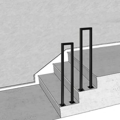 Tuinstap trapleuning - Buitensteuning steun - Veilig traplopen - Gepoede afwerking - 65 cm lengte - Zwart metaal