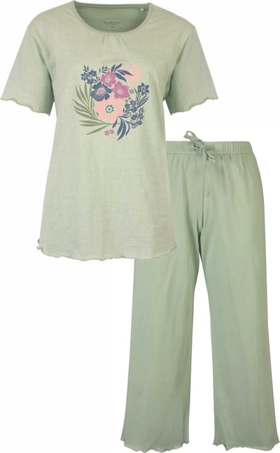 Tenderness Dames Pyjama - Katoen - 3/4 broek - Licht Groen - Maat S