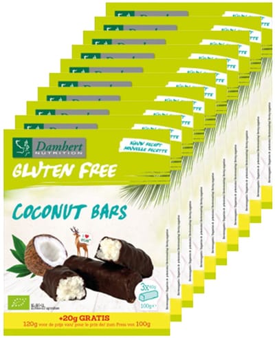 Damhert | Glutenvrij | Kokosnoot Repen BIO | 10 stuks | 10 x 100 g