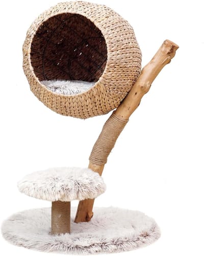 Designer kattenkrabpaal takkenmodel 83 cm krabpaal voor katten met ligmand en pluche
