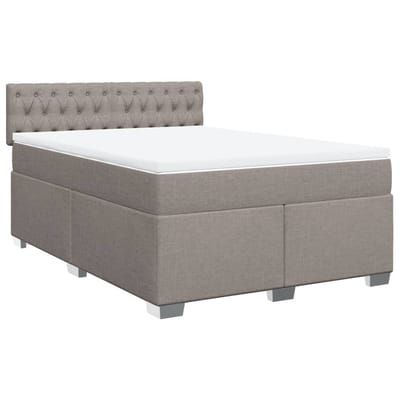 vidaXL - Boxspring - met - matras - stof - taupe - 160x200 - cm