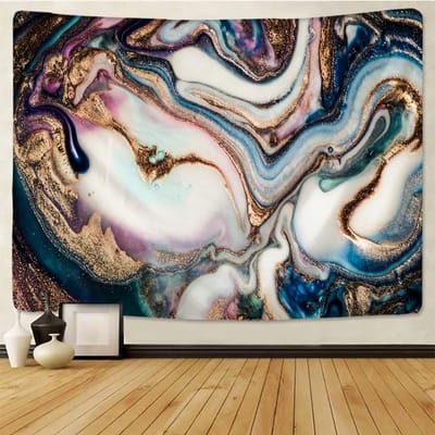 Psychedelisch Marmer Abstract Wandkleed Goudfolie Kleurrijk Boho Kunst Huisdecoratie Kleed Hippie Wanddecoratie Mandala Wandkleed 95x70CM