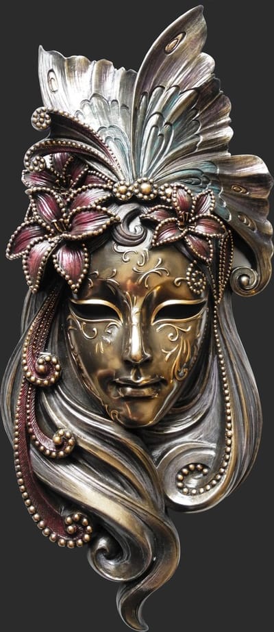 Veronese Design - Venetiaans Masker Il Giglio (Lelie) - zeer gedetailleerd en subtiel! - (hxbxd) ca. 34cm x 14cm x 5cm