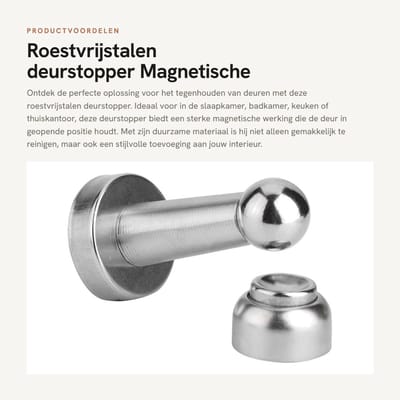Dailygoods- Deurstopper Magnetisch - Deurbuffer - Deurstoppers voor Binnen - Deurvastzetter - Roestvrij Staal - Eenvoudige Installatie