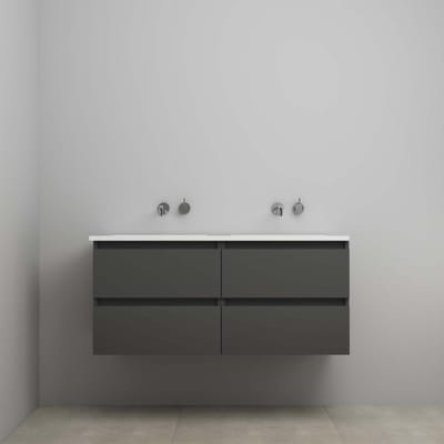 On-Line Onderkast - 120 cm - Voorgemonteerd - Acryl Wastafel - Kraangat naar Keuze - Mat Antraciet