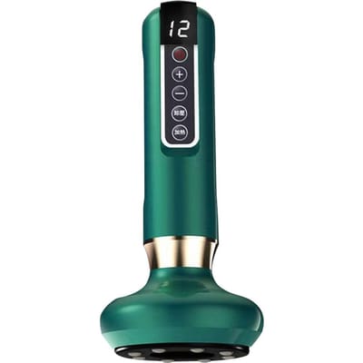 Elektrische Cupping Massager 12 Niveaus Lichaamsmassager Negatieve Druk Verwarming Anti-Cellulitis Massager Geschikt voor Rug en Benen groen