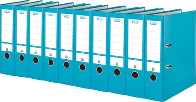Elba Ordners - Aktemappen Ringbandmappen - Documenten Opbergen - Extra Sterk Hefmechanisme - 10 stuks A4 8 cm - Turquoise