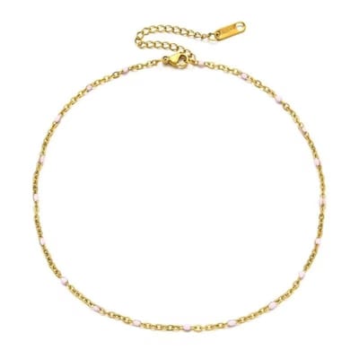 Aramat Jewels - Enkelbandje goudkleurig Bolletjes- dames- Roze- 22cm