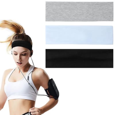 Dailygoods- Yoga-hoofdband Set van 3 - Antislip - Elastische Haarband - Sport Hoofdband - Voor Dames - 22 cm lang, 6 cm breed - Sporthoofdband