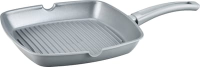 Swiss Haus® BGP24S Grillpan Inductie - Ø 24 cm - PFAS Vrij - Grill Pan Met Sapphire™ Antiaanbaklaag - Vleespan Geschikt Voor Alle Warmtebronnen - Grijs