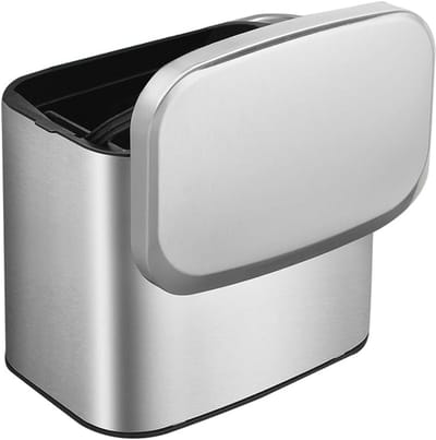 Opknoping Compostbak - Wandmontage Vuilnisbak - Keuken Afval Scheiden - Geur Dicht Deksel - 1.05 Gallon - Zilver