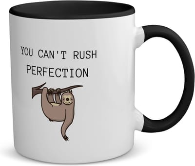 Akyol - you can't rush perfection koffiemok - theemok - zwart - Quotes - mensen die houden van quotes - perfectie - quotes - verjaardagscadeau - verjaardag - cadeau - kado - geschenk - gift - 350 ML inhoud