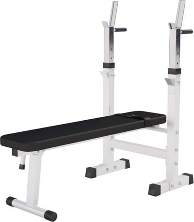 Gorilla Sports Verstelbare Halterbank - Fitnessbank - Haltersteunen - Dipsteunen - Inklapbaar - Wit