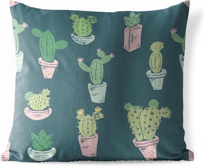 Tuinkussen - Zomer - Cactus - Blauw - 40x40 cm - Weerbestendig
