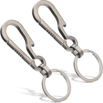 2 Stks Titanium Karabijnhaak Sleutelhanger Clip Karabijnhaak Kleine Heavy Duty Sleutelhanger Grips Multifunctionele Rugzak Sluitingen Anti Verloren Quick Release Sleutelhanger Organizer
