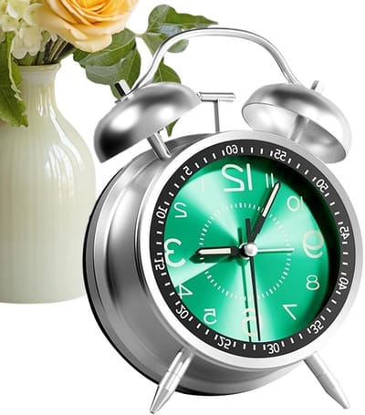 Analoge Wekker - Klassieke Klok Dubbele Bel - Wakker Worden - Stil Niet-Tikkend - 13 cm - Groen