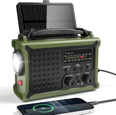 Noodradio solar opwindbaar - Survival noodpakket oplaadbaar - Met zaklamp accu - Stroomuitval