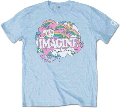 John Lennon - Rainbows, Love & Peace Heren T-shirt - S - Blauw