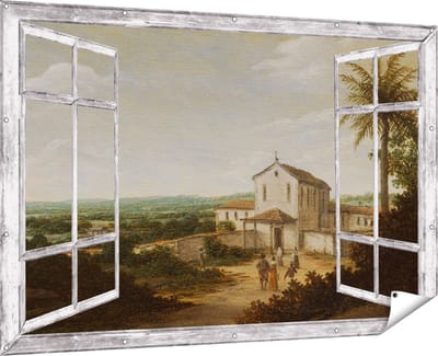 Gards Tuinposter Doorkijk Kerkelijk Gebouw in Brazilië - Frans Jansz. Post - 180x120 cm - Tuindoek - Tuindecoratie - Wanddecoratie buiten - Tuinschilderij
