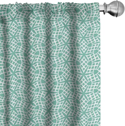 ABAKUHAUS Aqua-Damast gordijnen – 2x75x175 cm – zeegroen & wit – microvezel