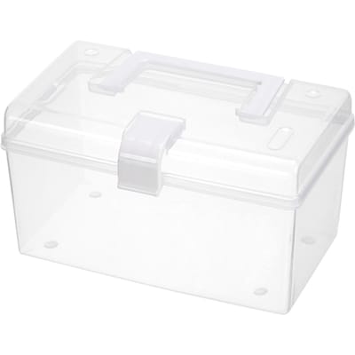 Transparante Opbergdoos Veelzijdig Draagbaar Handvat Ontwerp Opbergcontainer Bak voor Thuis Desktop white