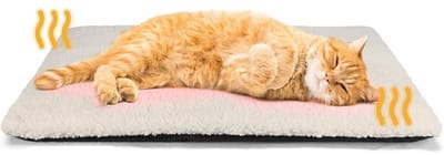 Ynkkvre - Zelfverwarmend - Warmtemat - Kattenbed - Koolstofvezel Warmtereflectie - Voor Kat en Kleine Hond - Elektriciteitsvrij - Afneembare Hoes - Geschikt voor Binnen en Buiten - Wit