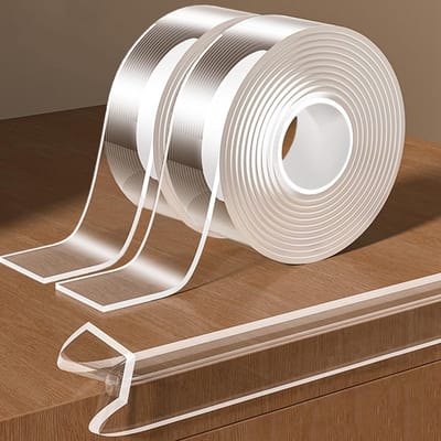 Set van 2 Transparante Hoekbeschermingstapes voor Meubels, Voorgevormde PVC Plakband, 30 mm x 3 m, Bescherming tegen Stoten en Krassen, Meubelbescherming