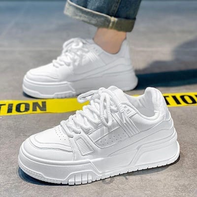 Herenschoenen In Herfst Nieuwe Stijl van Ademende Witte Schoenen Niche Design Veelzijdige Jeugdsporten Dikke Zool Casual Board Schoenen 44