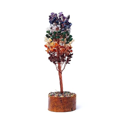 Edelsteenboom 7 chakra's - Spiritueel - Edelsteentjes - Chakra - 23 cm. - Cadeau - Rode Jaspis - Carneool - Goudkwarts - Groene Aventurijn - Bergkristal - Sodaliet - Amethist