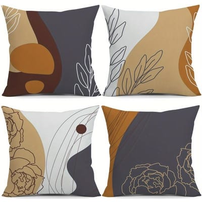 Housse de coussin Art abstrait à lignes terreuses: Housse de coussin à thème minimaliste moderne pour la décoration de canapé de maison contemporaine 50x50cm