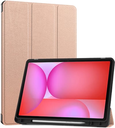 Hoes - Geschikt voor Samsung Galaxy Tab S10 FE - Dun & Stevig - Trifold Bookcase - Hard Cover Case - Met Uitsparing Geschikt voor S Pen - Hardcover Book - Tablet Hoesje - Rosé goud