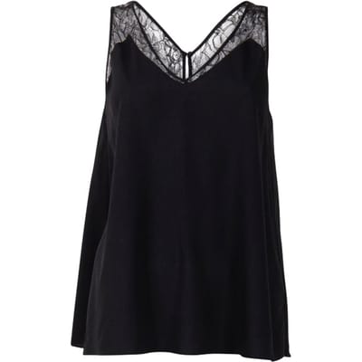 French Connection Crepe Light Lace Trim Vest Black Taglia: XS | Canottiere Outlet | Donna | Nero