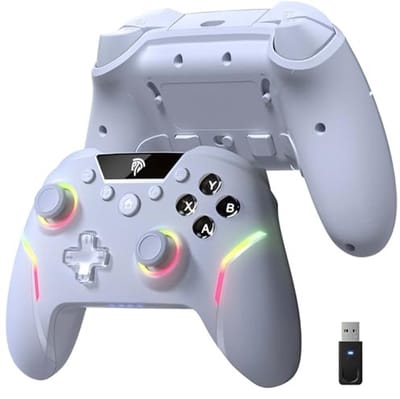 EasySMX X20 Draadloze Controller, Hall Effect Joysticks, Programmeerbaar - Wit
