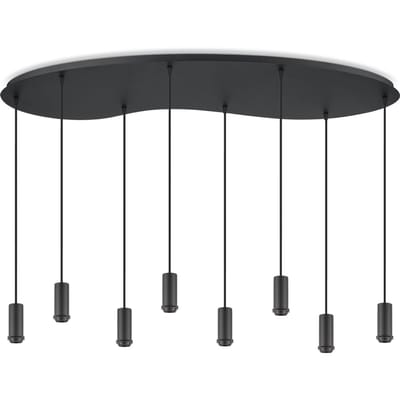Metaal kroonluchter - Industrie hanglamp - Zwart - Met 8 pcs lampvoeten - Ontworpen voor Eetkamer en Slaapkamer - 120 x 41.3 x 117.5cm - set met E27 Lamphouder - voor Lampenkap met Doorsnede max 15cm - Gloeilamp Niet Inbegrepen