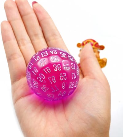 Veelvlakkige Dobbelstenen - D100 Kubus 100 Zijdige Dobbelsteen - RPG Spellen - Transparant Zonder Bubbel - 45mm - Paars