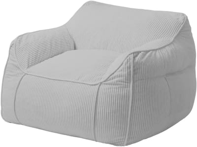 Bananair - Zitzak fauteuil - XXL poef - Ribfluweel - 100x110 cm - Lichtgrijs