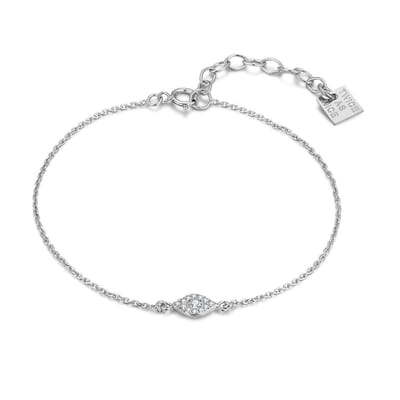 Twice As Nice Armband in zilver, ovale zirkonia Zilverkleurig 16cm+3cm