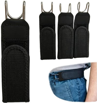 4 Stuks Broekriem Verstelband - Gesploze Riem - Broekriem Zonder Gesp - Elastische Taille Riem Verlenger - Voor Broeken, Jeans, Casual,Werkkleding – Zwart - LOUZIR