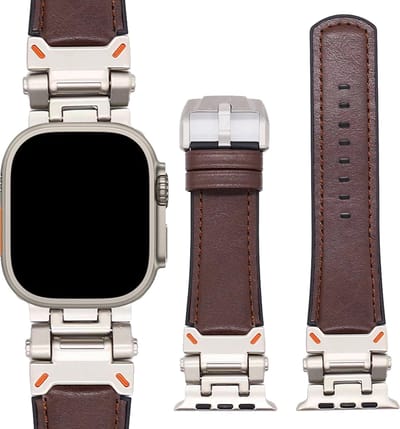Stravo Echt Leren Horlogebandje Geschikt voor Apple Watch 46mm (Series 11/10), 45mm (Series 9/8/7), 44mm (Series 6/5/4, SE 3/2/1), 49mm (Ultra 3/2/1) - Bruin - Robuust Lederen Bandje met RVS Sluiting - Leer