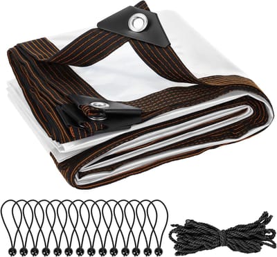 Transparant zeildoek 2m x 4m waterdicht afdekzeil met ogen en touw voor tuin camping kas konijnenhok