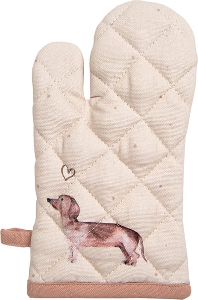 Clayre & Eef Ovenwant 18x30 cm Beige Katoen Teckel
