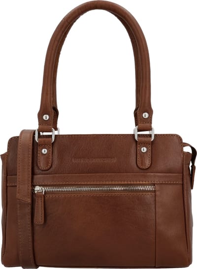 Hide & Stitches Mississippi Handtas Schoudertas - Ritsvakken - Sterk & Duurzaam - Leren Dames Tas - Cognac