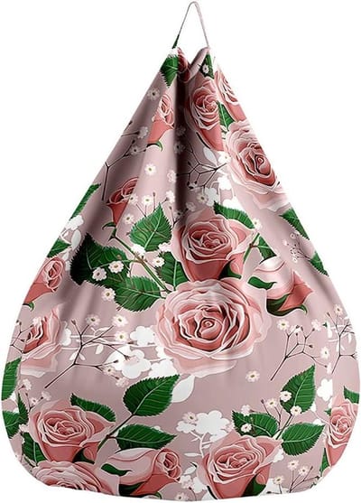 Zitzak Stoelhoes - Luie Sofa Cover - Speelgoed Opbergen - Verwijderbare Wasbare Hoes - 90 x 110 cm - Roze Roos