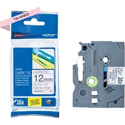 Brother TZe-MQE31 Labeltape pastel Kunststof Tapekleur: Pastelroze Tekstkleur: Zwart 12 mm 4 m