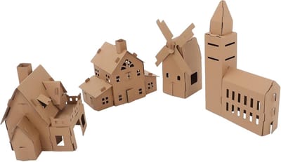 Kleurplaten Speelhuis - Knutselhuis Karton - Creatief Knutselen - Sets Om Te Decoreren - 38x23.5x7.5cm - Khaki