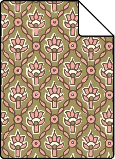 Proefstaal ESTAhome behang vintage bloemen groen - 26.5 x 21 cm - 131545-S